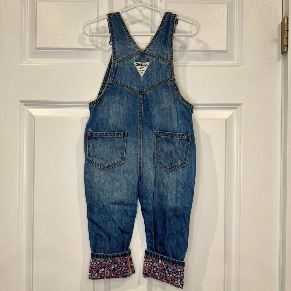 Oshkosh Girls Overalls With‎ Floral Bottoms Size 3T